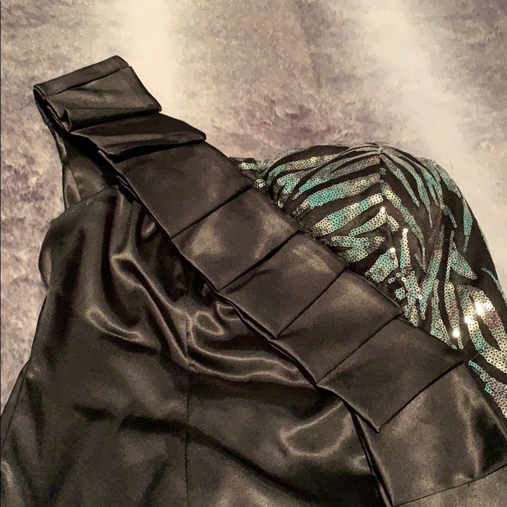 Black Zebra One shoulder Cocktail Dress